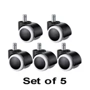 Wheel Rubber Caster Replacement Part For Stool Nail Salon Office - Set of 5