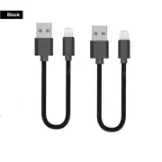 2PK Short Braided USB Charger Cable Fast Charge Cord For iPhone 25CM - Black