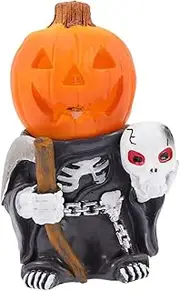 Ciieeo Halloween Pumpkin Ornament Decorations for Outdoor Indoor and Scarecrow Luminous Miniature Figurine