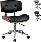 Wooden Office Chair Computer Desk Chairs Bentwood Fabric Seat Black