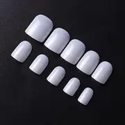 LEBY 500pcs/Bag False Nail Tips Short Square Acrylic Fake Nails Full Cover 10 Sizes (Natural)