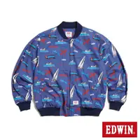 在飛比找momo購物網優惠-【EDWIN】男裝 插畫花布薄飛行夾克(藍色)