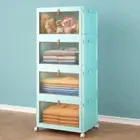 4 Tier Stackable Plastic Storage Bins with Lid and Wheels - 23 QT Closet Organiz