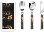 Dog Animal Pet Paw 3 Piece Set For Camping Stainless Steel Flatware, Spoon, Fork, Knife, Ideal For Outdoor