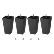 6.3 Inch Plastic Square Tapered Furniture Legs Set of 4 with M8 Hanger Bolts