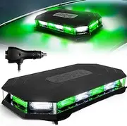 ASPL 16.5 Inch Roof Top Beacon Emergency Strobe Light 56 LED Magnetic Warning Caution lights bar Traffic Hazard Plow Light for Trucks Vehicles Construction Snowplow (Green/White)