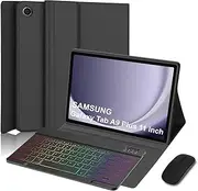 [IXTRA] Keyboard Case with Wireless Mouse for Samsung Galaxy Tab A9 Plus 11 Inch 2023 SM-X210/X216/X218, Galaxy Tab A9+ Keyboard Case with 7 Color Rainbow Backlit, S Pen Holder, Black