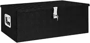 Heavy Duty Aluminum Tool Box for Pick Up Trucks, Aluminium Transport Box, Trailer Box, Truck Box, Aluminium Case, Storage Organizer with Lock & Keys, Black 90x47x33.5 cm