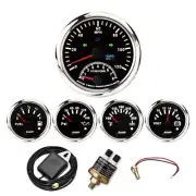 5 Gauge Marine Instrument Set Black Indicator Light 3-3/8" GPS Speedometer 12...