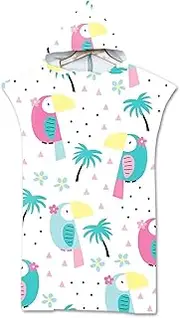 Beach Sun Towel, Fashion Printed Cape of Microfiber Fabric and Adult Bathrobe with Hood, Strong Absorbent Beach Towel,F,One Size