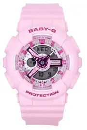 Casio Baby-G Analog Digital Pink Dial Resin Strap BA-110YK-4A 100M Ladies Watch