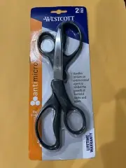 2 Pairs Of Westcott® Straight Scissors, 8" Long, Black. Anti microbial