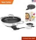 Electric Skillet By Cucina Pro - 18/10 Stainless Steel, Frying Pan with Non S...