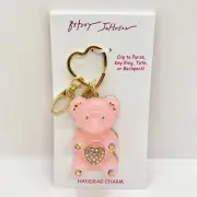 Betsey Johnson Gold Tone Pink Lucite & Rhinestone Gummy Bear Bag Charm NEW