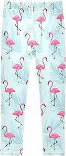 [Joisal] Pink Flamingo Pattern Legging for Girls, Comfy for Girls Athletic Pants, 4t Girls Leggings, Pink Flamingo Pattern, 5 Years
