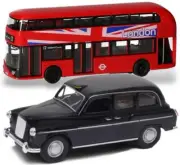 Welly The London Bus Black Cab Taxi with Opening Doors and Pull Back & Go Action