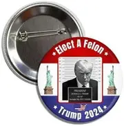 [Lunch Money] ELECT A FELON TRUMP 2024 MUGSHOT NEVER GIVE UP Never Surrender No More Bullshit Button Badge Pin Made by Americans for Americans Support President Donald J. Trump, Aluminum, aluminium