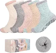 [Bulinlulu] Fuzzy Socks for Women with Grips Plush Fuzzy Socks Sleep Cozy socks Sleep Socks Winter Soft Fluffy Sock