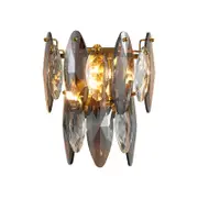 Decolo 2-Light Wall Light - Gold Finish, Smoke and Clear Crystal, Iron Frame, G9 Base