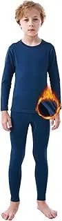 [PISIQI] Thermal Underwear Set for Boys Ultra Soft Fleece Lined Kids Long Johns Base Layer Thermal Top & Bottom Winter Warm Set