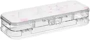 Yoogain Baby Peach White Stars Clear Plastic Pencil Box Double Layer Pens Case Boxes For Kids With Snap-Tight Lid