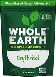 Whole Earth Sweetener 100% Erythritol Sweetener, 1 Pound Bag, Keto Sweetener, Natural* Sugar Alternative, Baking Sugar Substitute, Zero Calorie Sweetener, Gluten Free, Non-GMO