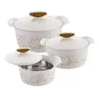 Insulated Inner Stainless Steel Casserole Color White For Food Set Of 3