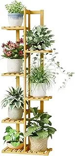 Bamworld Plant Stand Indoor, 6 Tier Bamboo Tall Plant Shelf for Multiple Plants, Corner Tiered Flower Stand for Window Garden Balcony Home Decor Living Room Bedroom