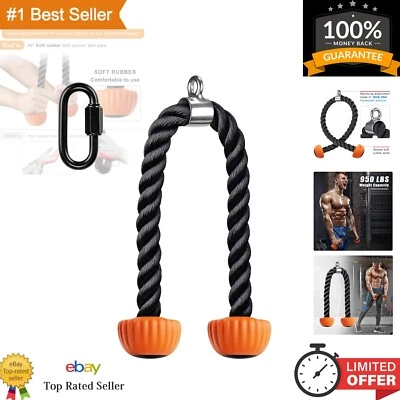 Tricep Rope for Gym Pull Down - Heavy Duty Nylon Rope with Soft Rubber Ends
