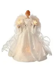 Regency International UL 10 Lite White Silver Angel Christmas Tree Topper, 14