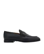 Salvatore Ferragamo Gancini Plaque Slip-On Loafers 6.5EEE,6.5EE,6,6EE,6EEE,7,8,8EE,9,7.5EEE,6.5,7.5,10 Black