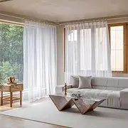 TOAVA DECO Extra Wide Pinch Pleated Track Curtains 70x108 Inches Long Sliding Door Window Curtains Faux Linen Semi Sheer Boho Light Filtering with Hooks Traverse for Living Room Bedroom,1 Panel White