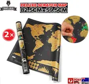 2× Deluxe Large Scratch Off World Map Personalized Travel Poster Atlas Decor