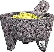 Molcajete 8 in Mexican, Handmade with Natural Volcanic Stone, Artisanal Kitchen Utensil for Grinding with Pores for Crushing, Specially Designed for Grinding Spices, Sauces, and Guacamole