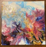 Acrylic Paint Pour 12”x12”. Home decor Abstract Art