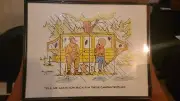 Vintage 1973 Bill Davey Framed Camping Wall Art 11x14
