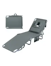 [Levede] Folding Beach Lounge Chair in Grey