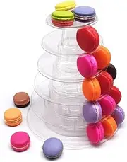 XUNQUCOM 6 Tier Plastic Round Cake Stand Macaron Tower, Cupcake Dessert Display Stand Pastry Food Display for Wedding Baby Shower Birthday Decor