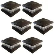 6 Pack 6x6 Brown Color Plastic Outdoor 5 LED 78Lumens Solar Post Cap Light