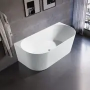 1400-1700*700*580mm Mercio Musen Gloss White Oval Acrylic Back To Wall Bathtub