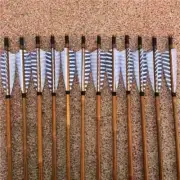 12PK China Traditional Gray Feathers Self Nock Bamboo Arrows For Longbow Arrows