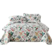 Catzon 3 Pieces Queen Size Quilt Bedding Set Floral Reversible Bedspread for Farmhouse Bedroom-FCQW
