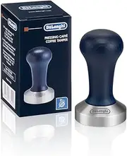 Coffee Tamper DLSC058, Suitable for De'Longhi Manual Coffee Machine Portafilters, Ergonomic Wooden Handle, Stainless Steel Base, 51mm Diameter, Metal