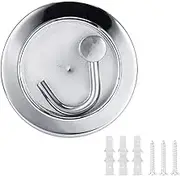Rotating Single Hook Wall Mount Clothes Hanger Stainless Steel Modern Simple Design Space Saving Solution for Home Office Bathroom Stainless Steel Silver 8cm Diameter 3 Screws (Economical (Punched))