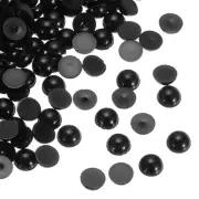 300pcs Flatback Pearls 8mm ABS Plastic Half Round Dome Pearls, Black