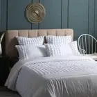 White Quilt Cover Super King - Embroidery Lattice 3Pcs Doona Cover Set (Super Ki