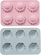 MoldFun 2 Pack Sun Face Ice Cube Tray Silicone Mold for Flower Chocolate Candy Gummy Cookie Fondant Jello Jelly Bakeware Baking Cake Soap Lotion Bar Clay Mint