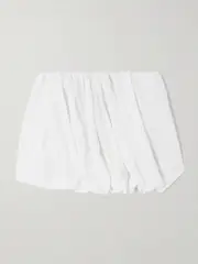 [JW Anderson] JW Anderson - Pleated Pinstriped Poplin Mini Skirt - Off-white - UK 14 UK 14 Off-white