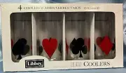 NEW Set of 4 Libbey Card Suit Beverage Glasses: 15-ounce Highballs. #7073