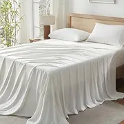 Andency Ivory California King Sheet Sets, 100% Viscose Derived from Bamboo, Cooling Sheet Set, Deep Pocket Up to 16", Silky Soft Bed Sheets, Hotel Luxury Breathable Bedding Sheets & Pillowcases